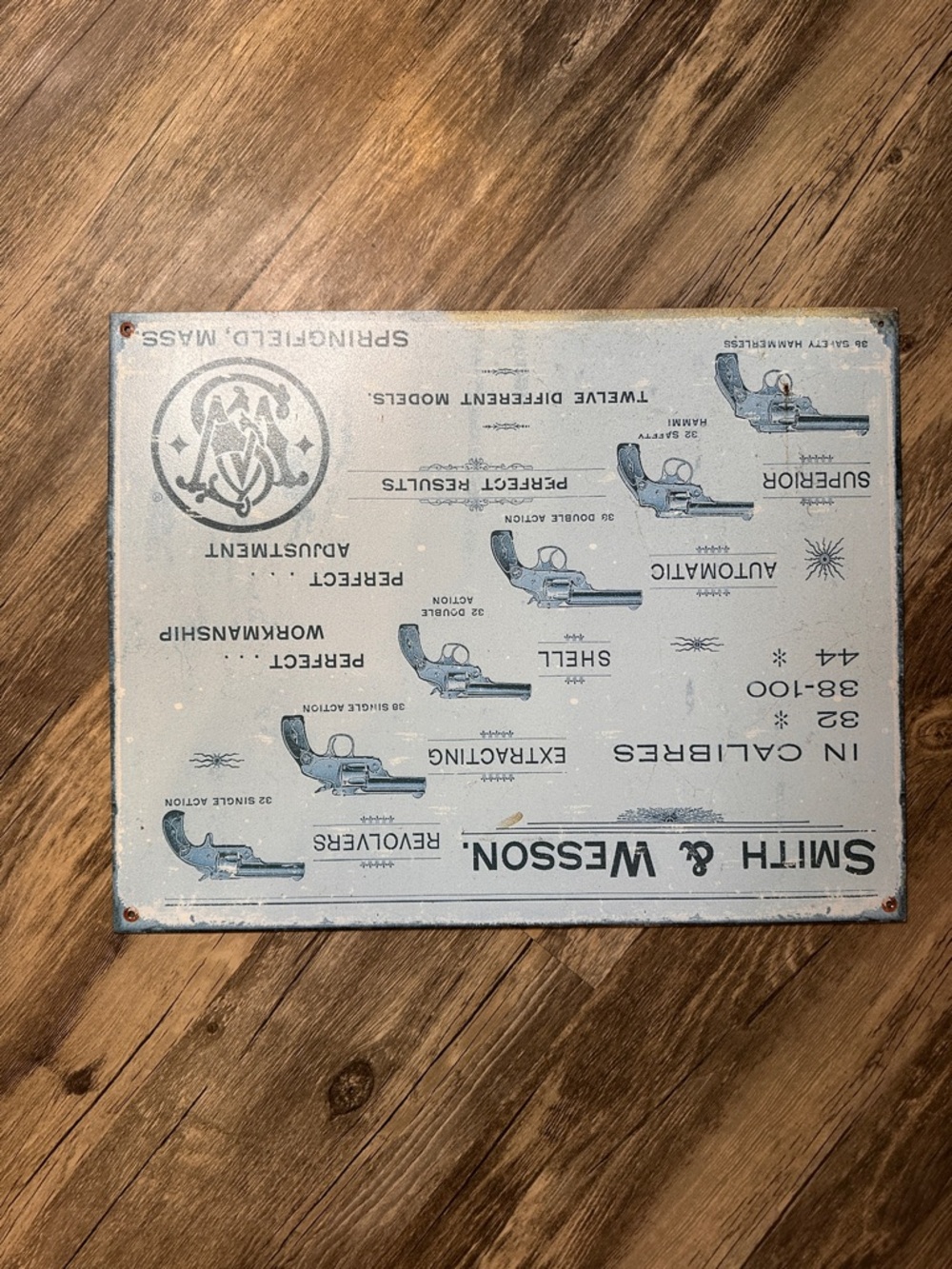 Smith & Wesson Vintage Style Blue Wall Sign metal